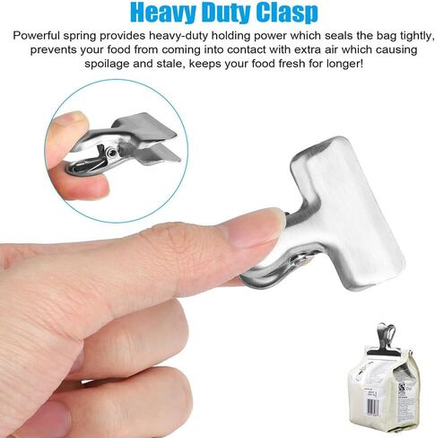8Pcs 3"Wide Big Size Heavy Duty Stainless Steel Chip Bag Clips,for Seal Stainless to Air Chip Universal Sealing Bags,Stainless Steel Heavy -Type Kitchen Storage Seal in Saudi Arabia