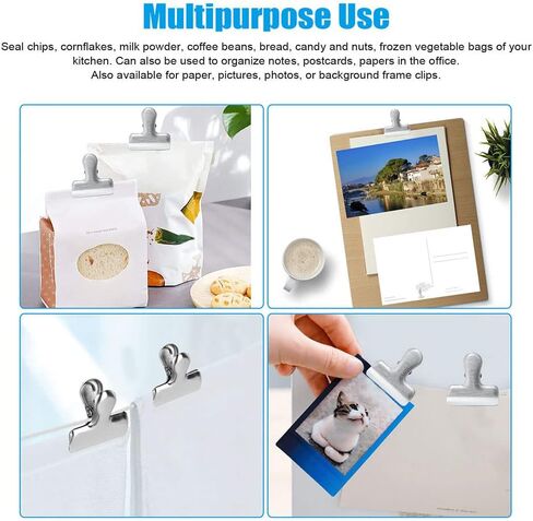 8Pcs 3"Wide Big Size Heavy Duty Stainless Steel Chip Bag Clips,for Seal Stainless to Air Chip Universal Sealing Bags,Stainless Steel Heavy -Type Kitchen Storage Seal in Saudi Arabia