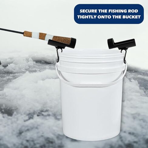 Bucket Rod Holder, Ice Fishing Pole Holders, Fishing Rod Holder for Bank Fishing, Reliable Bucket Rod Holder for Almost Any Ice Rods Holder Clamp on Your Bucket (Black) in Saudi Arabia