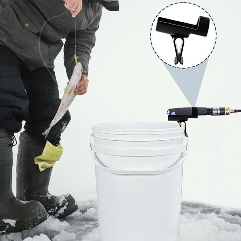 Bucket Rod Holder, Ice Fishing Pole Holders, Fishing Rod Holder for Bank Fishing, Reliable Bucket Rod Holder for Almost Any Ice Rods Holder Clamp on Your Bucket (Black) in Saudi Arabia