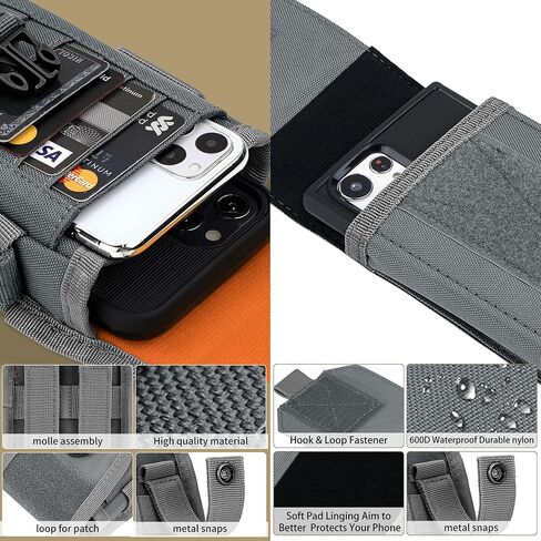 bvya 2 Pack Tactical Molle Phone Pouches, Smartphone Waist Belt Holster Phone Case Cover with Buckle Closure Card Holder and 2 Patches for iPhone 14 Pro Max/13 Pro Max/12 Pro Max in Saudi Arabia
