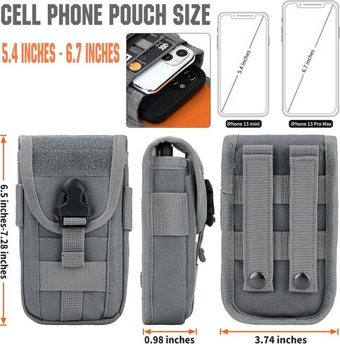 bvya 2 Pack Tactical Molle Phone Pouches, Smartphone Waist Belt Holster Phone Case Cover with Buckle Closure Card Holder and 2 Patches for iPhone 14 Pro Max/13 Pro Max/12 Pro Max in Saudi Arabia