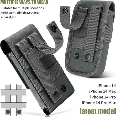bvya 2 Pack Tactical Molle Phone Pouches, Smartphone Waist Belt Holster Phone Case Cover with Buckle Closure Card Holder and 2 Patches for iPhone 14 Pro Max/13 Pro Max/12 Pro Max in Saudi Arabia