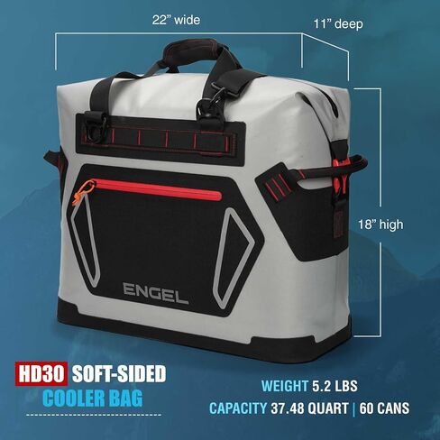 Engel HD30 High-Performance Soft Sided Tote Cooler - Durable, Leak-Proof, Portable Ice Chest for Camping, Fishing, Tailgating & Outdoor Activities - Long-Lasting Cold Retention in Saudi Arabia