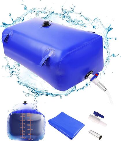 Water Storage Bladder with Graduated Visible, Large Capacity Water Storage Containers, PVC Water Tank with Valve and Overflow Kit, Foldable Tank for Outdoor and Emergencies 29gal/110L, Blue in Saudi Arabia