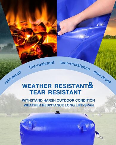 Water Storage Bladder with Graduated Visible, Large Capacity Water Storage Containers, PVC Water Tank with Valve and Overflow Kit, Foldable Tank for Outdoor and Emergencies 29gal/110L, Blue in Saudi Arabia