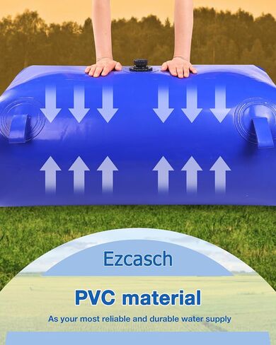 Water Storage Bladder with Graduated Visible, Large Capacity Water Storage Containers, PVC Water Tank with Valve and Overflow Kit, Foldable Tank for Outdoor and Emergencies 29gal/110L, Blue in Saudi Arabia