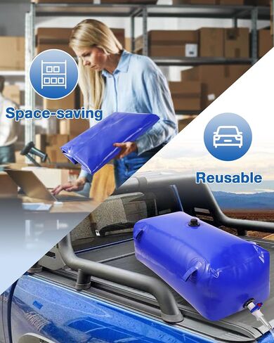 Water Storage Bladder with Graduated Visible, Large Capacity Water Storage Containers, PVC Water Tank with Valve and Overflow Kit, Foldable Tank for Outdoor and Emergencies 29gal/110L, Blue in Saudi Arabia