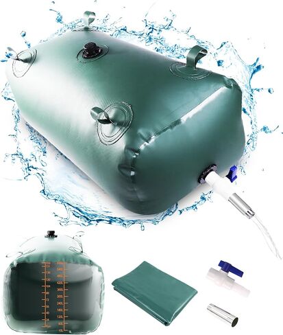 المثانة لتخزين المياه مع حاويات تخزين المياه ذات سعة كبيرة ومرئية متدرجة، خزان مياه PVC مع صمام ومجموعة الفائض، خزان قابل للطي للاستخدام في الهواء الطلق وفي حالات الطوارئ 29 جالون/110 لتر، أزرق in Kuwait