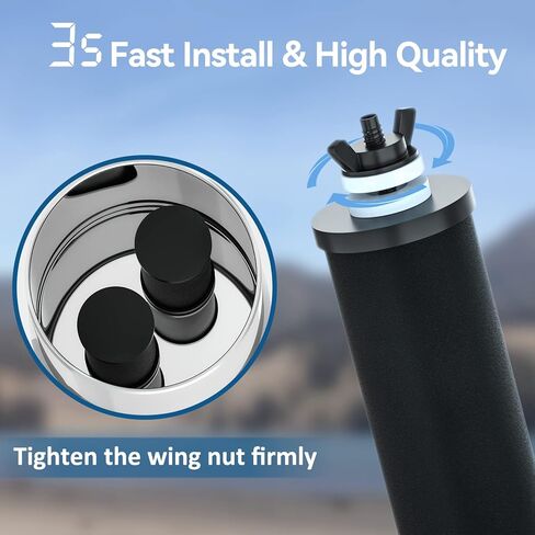 فلتر مياه بيورويل من الفولاذ المقاوم للصدأ مزود بالجاذبية، سعة عالية 2.9 جالون مع عنصرين تنقية للاستخدام المنزلي والتخييم in Kuwait