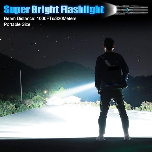 XHP50.2 مصباح يدوي LED قابل لإعادة الشحن، 1200 لومن، بطارية 5000 مللي أمبير، قابلة لإعادة الشحن عبر USB، مقاوم للماء، محمول باليد، تكتيكي، 4 أوضاع in Kuwait