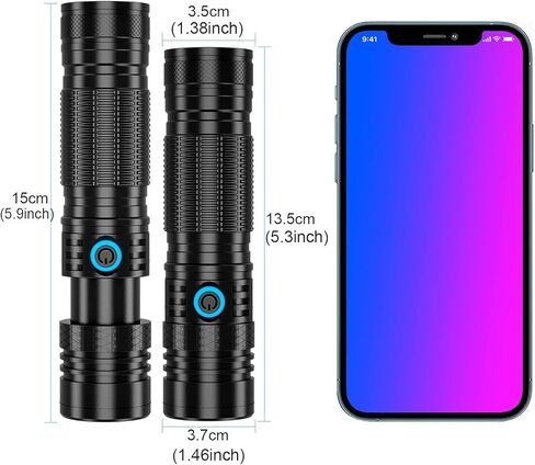 XHP50.2 مصباح يدوي LED قابل لإعادة الشحن، 1200 لومن، بطارية 5000 مللي أمبير، قابلة لإعادة الشحن عبر USB، مقاوم للماء، محمول باليد، تكتيكي، 4 أوضاع in Kuwait