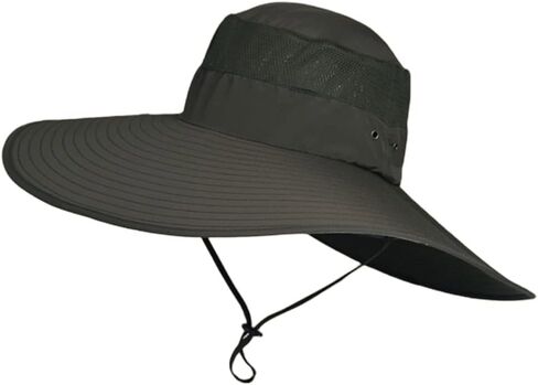قبعة دلو ذات حافة عريضة للغاية بعامل حماية من الأشعة فوق البنفسجية 50+ قبعة شمسية مقاومة للماء لصيد الأسماك والمشي لمسافات طويلة والتخييم in Kuwait