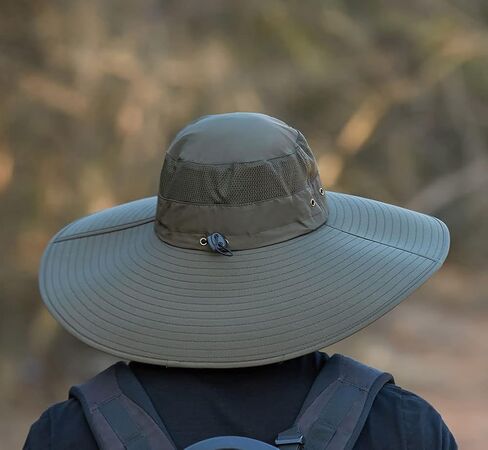 قبعة دلو ذات حافة عريضة للغاية بعامل حماية من الأشعة فوق البنفسجية 50+ قبعة شمسية مقاومة للماء لصيد الأسماك والمشي لمسافات طويلة والتخييم in Kuwait