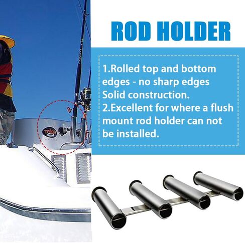 Stainless Steel Boat Fishing Rod Holder 4 Tubes Linkded Fishing Rod Rack Wall-Mounted Fishing Pod Racks for Marine Yacht Kayak Camper RV in Saudi Arabia