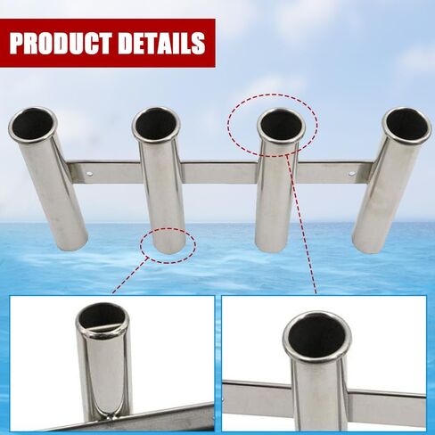 Stainless Steel Boat Fishing Rod Holder 4 Tubes Linkded Fishing Rod Rack Wall-Mounted Fishing Pod Racks for Marine Yacht Kayak Camper RV in Saudi Arabia