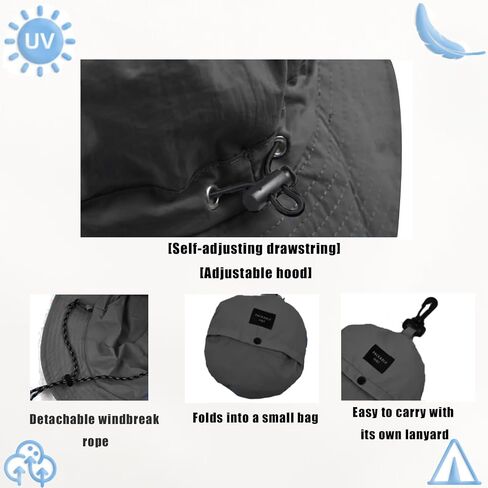 Waterproof Bucket Rain Hat with Chin Strap, Packable Sun Hat for Men Women Summer Lightweight Hiking Fishing Cap in Saudi Arabia