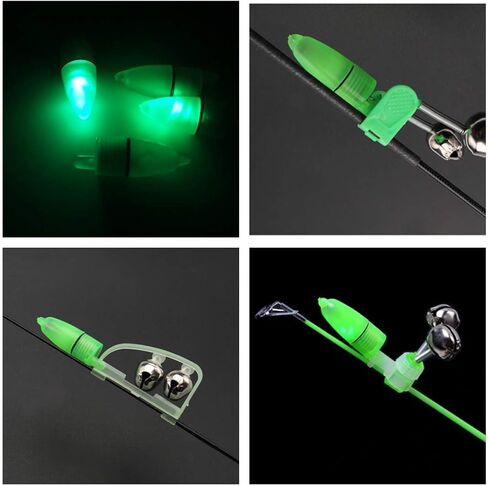 16 قطعة من مقاطع أجراس الصيد البلاستيكية إنذار لقضيب الصيد مع أجراس تنبيه مزدوجة، قضيب لضوء الصيد الليلي قابل للتثبيت in Kuwait