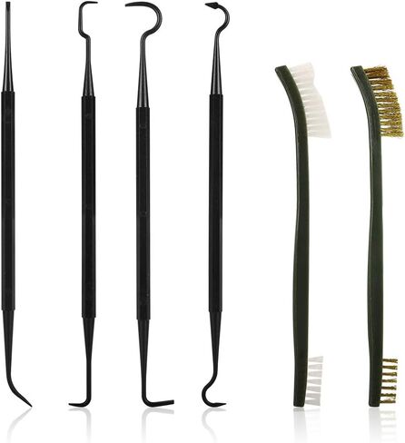 Accmor Gun Cleaning Tools Kit, Universal Gun Cleaner Set including 2 Pcs Double-Ended Brass Steel Nylon Bristle Gun Cleaning Brushes & 4 Pcs Polymer Gun Cleaning Picks in Saudi Arabia