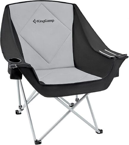 KingCamp Oversized Camping Chair Outdoor Portable Bucket Chair Heavy Duty Extra Large Moon Saucer Folding Chair for Adults, Supports 300lbs with Cooler Bag for Sports, Festival, Lawn in Saudi Arabia