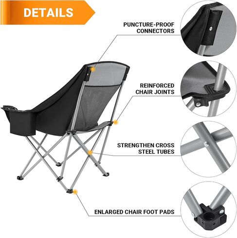 KingCamp Oversized Camping Chair Outdoor Portable Bucket Chair Heavy Duty Extra Large Moon Saucer Folding Chair for Adults, Supports 300lbs with Cooler Bag for Sports, Festival, Lawn in Saudi Arabia