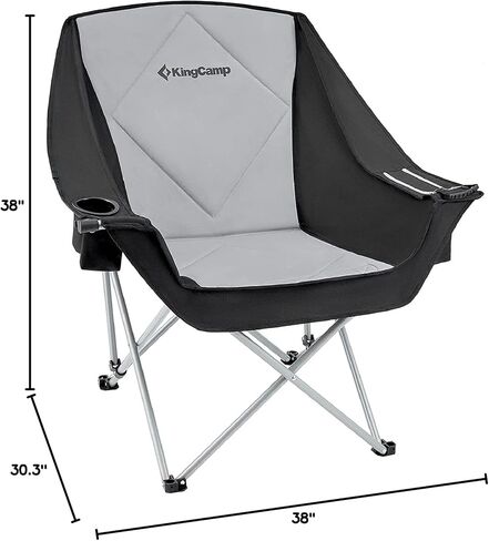 KingCamp Oversized Camping Chair Outdoor Portable Bucket Chair Heavy Duty Extra Large Moon Saucer Folding Chair for Adults, Supports 300lbs with Cooler Bag for Sports, Festival, Lawn in Saudi Arabia