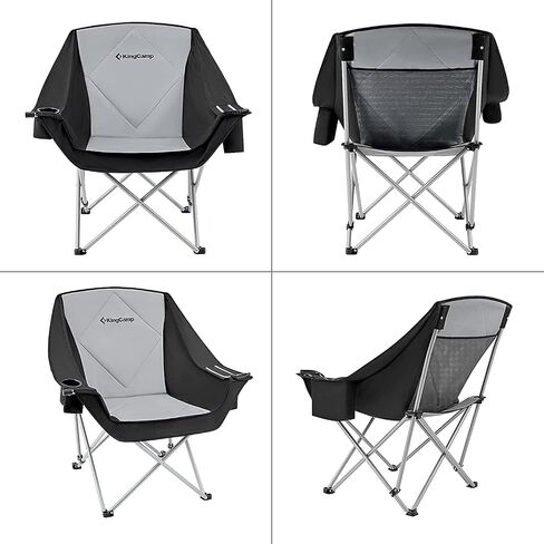 KingCamp Oversized Camping Chair Outdoor Portable Bucket Chair Heavy Duty Extra Large Moon Saucer Folding Chair for Adults, Supports 300lbs with Cooler Bag for Sports, Festival, Lawn in Saudi Arabia