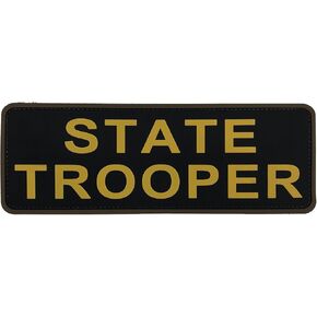State Trooper Patch PVC 6x2 inches Subdued OD Green Police Department Officer Patch for Tactical Vest (OD Green, Medium 6"x2")