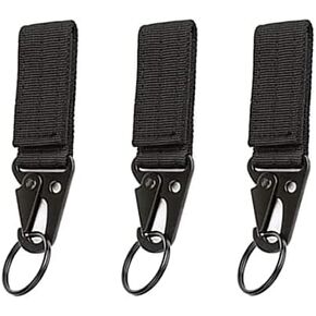 Tactical Nylon Webbing Buckle Carabiner Molle Belt Clip Key Buckle,Suitable for Outdoor Sports(Black3pcs)