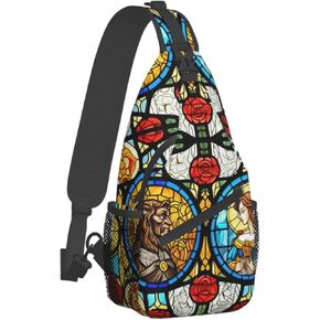 Beauty and Beast Fairytale Glass Outdoor Cross-body Shoulder Bag, Unisex Backpack For Women Men Young Hiking Travel