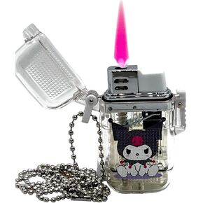 NIVEK Kulomi Transparent Cute Lighter Waterproof Lighter Refillable Kitty KT Cat Melody Japanese Kawaii with Chain (Cute Melody)
