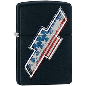 Zippo Lighter: Chevrolet American Flag - Black Matte 79614