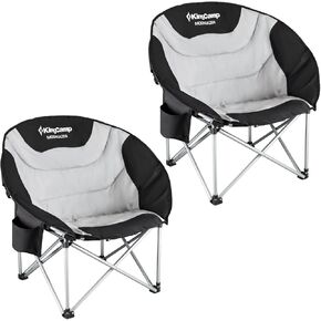 KingCamp Moon Saucer Camping Large Padded Folding Portable Heavy Duty Comfy Sofa Chair Supports 300lbs with Cup Holder and Carry Bag for Lawn Patio Sports