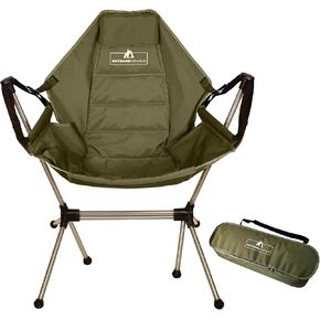 Outdoor Originals Swinging Hammock Camping Chair with Carry Bag - Adjustable Back| Stargaze Recliner with Headrest| Portable Folding Rocking Chair for Outdoor, Camping, Picnic, Sports -Military Green