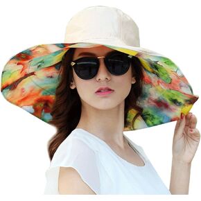 Large Brim Floral Reversible Sun Hat Outdoor Travel Foldable Floppy Beach Hat