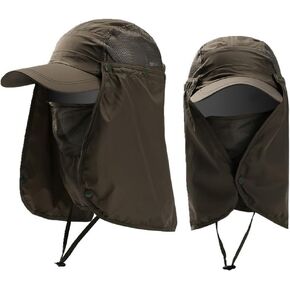 UPF50+ Outdoor Fishing Hat UV Protection Sun Hat Wide Brim Baseball Cap with Face Neck Flap for Women Men