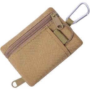 Mini EDC Molle Pouch Outdoor Wallet Portable Key Card Case with Carabiner Coin Storage Bag Small Hanging Purse Waist Pack for Camping