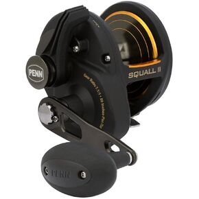 بكرة صيد PENN Squall II Lever Drag، مقاس 40، جسم وألواح جانبية من الجرافيت، تروس رئيسية وترس من الفولاذ المقاوم للصدأ، سحب قوي من PENN Dura-Drag