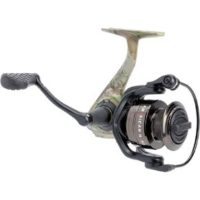 Lew’s American Hero Camo Spinning Fishing Reel, 5+1 Bearings, 6.2:1 Gear Ratio, One-Piece Graphite Frame, Oiled Felt Multi-Disc Drag, Interchangeable Retrieve, Camo/Black