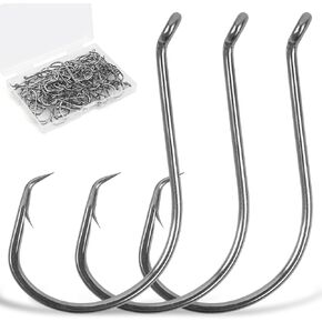 Circle Hooks Fishing Hooks Saltwater, 100/150pcs 2X Strong Octopus Hooks Catfish Hooks Octopus Circle Hooks Offset Sport Circle Hooks for Catfish Bass Large Fish Hooks Size:8#-10/0