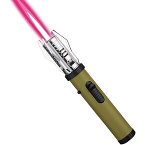 Torch Lighter, Camping Outdoor Windproof Straight Flame Lighter, Adjustable Red/Blue Flame Torch Lighter, Refillable Butane Gas Windproof Jet Flame Cool Lighter for Candle BBQ Gift (NO Gas) (Black)