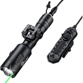 CVLIFE 1680 Lumens Rifle Light Laser Combo Compatible with M-Rail, USB Rechargeable Rifle Flashlight with Aiming Green Beam, Tactical Light for Rifle, Pressure Remote Switch Included