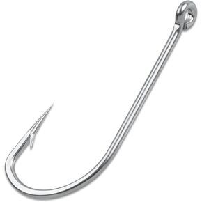 Saltwater Fishing Hooks,40pcs Stainless Steel Forged Long Shank Hooks O'shaughnessy Fish Hooks 34007 White Big Extra Fishing Hooks for Saltwater Freshwater