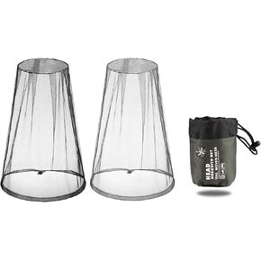 Premium Mosquito Head Net - Large & Long Length, Extra Fine Holes, Mesh | Premium Insect Netting 2 Pcs (Grey and Black) with Carrying Bag