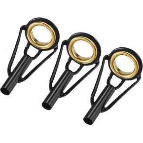3 Pack Fishing Rod Tips Repair Kit - Stainless Steel Ring Guide Replacement, Corrosion-Resistant, Apply to Fishing Rod (3.2mm Tube Dia, Black)