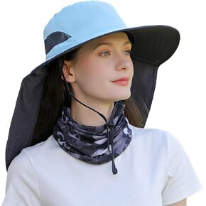 Peicees Women Men Wide Brim Sun Hat UPF50+ UV Protection Waterproof Foladable Hiking Fishing Gardening Hats with Neck Flap