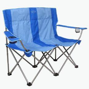 Kamp-Rite Portable 2 Person Folding Collapsible Outdoor Patio Lawn Beach Chair for Camping Gear, Tailgating, & Sports, 500 LB Capacity, 2-Tone Blue