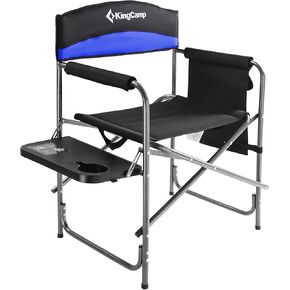KingCamp Camping Directors Chair with Side Table, Cup Holder and Side Pocket for Adults Heavy Duty Folding Chair Support 396 lbs for Fishing, Picnic, Barbecue, Camping, Garden
