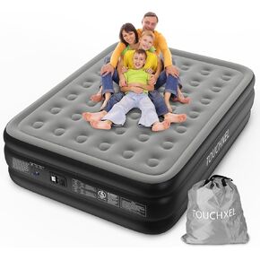 Air Mattress Queen with Built in Double Pump Raised, Self Inflating Camping Air Mattress Inflatable Air Bed 18" High Blow Up Airbed with Bag Colchon Inflable for Guests Home 600lb Max