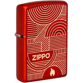Zippo Lighter: Zippo Art Deco Logo, Engraved - Metallic Red 48705